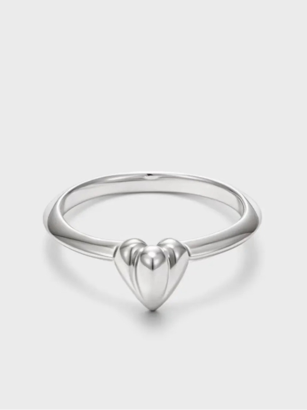 2388-16 925 Sterling Silver Puffy Heart Adjustable Ring | Minimalist Open Band